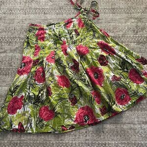 Talbots size 2P Green and pink floral and butterfly print skirt Church skirt